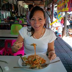Cindy eating Pad Thai