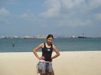 Vicky on a Singapore beach