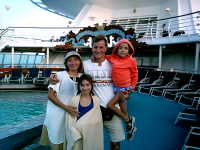 Family by the pool
